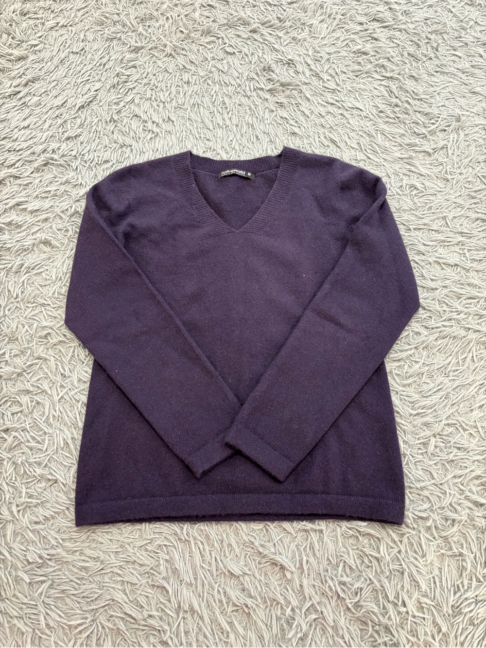 Native World New Zealand Mens Medium Navy Possum Merino Wool Silk V-Neck Sweater